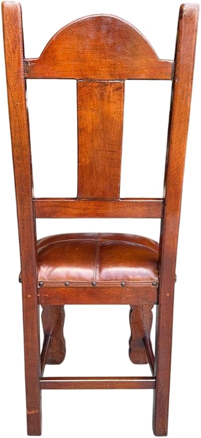 Silla de Mezquite con Asiento de Piel de Res y Herrajes.