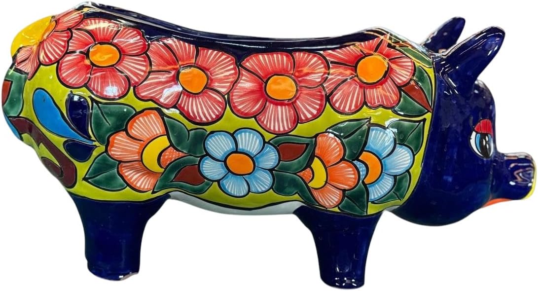 Bella Maceta Cerdo Exclusivo En Talavera Fina Estilo