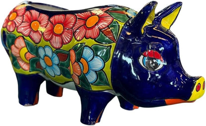 Bella Maceta Cerdo Exclusivo En Talavera Fina Estilo
