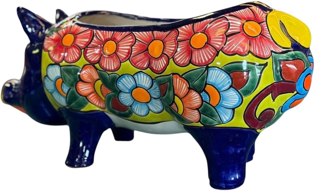 Bella Maceta Cerdo Exclusivo En Talavera Fina Estilo