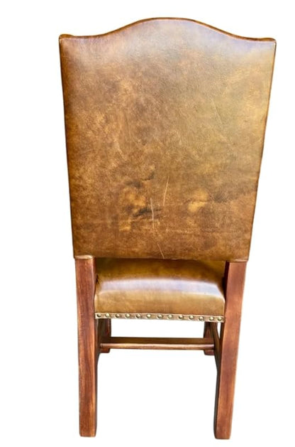 Silla Artesanal De Parota Y Piel Cincelada Estilo Antiguo