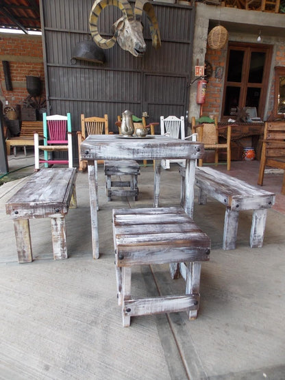 Comedor Artesanal Vintage De Madera Sustentable De Pallets