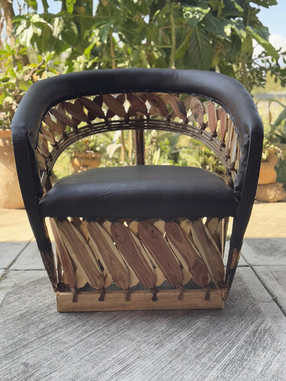 Silla Equipal Artesanal Muy Amplio Estilo Estacas Antiguo