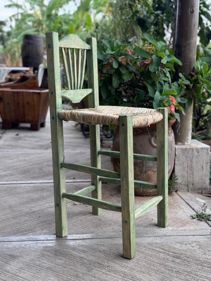 Sustainable Oak Wood Bar Stool, Green 