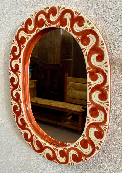 Bonito Espejo Artesanal En Talavera Fina Estilo Antiguo.