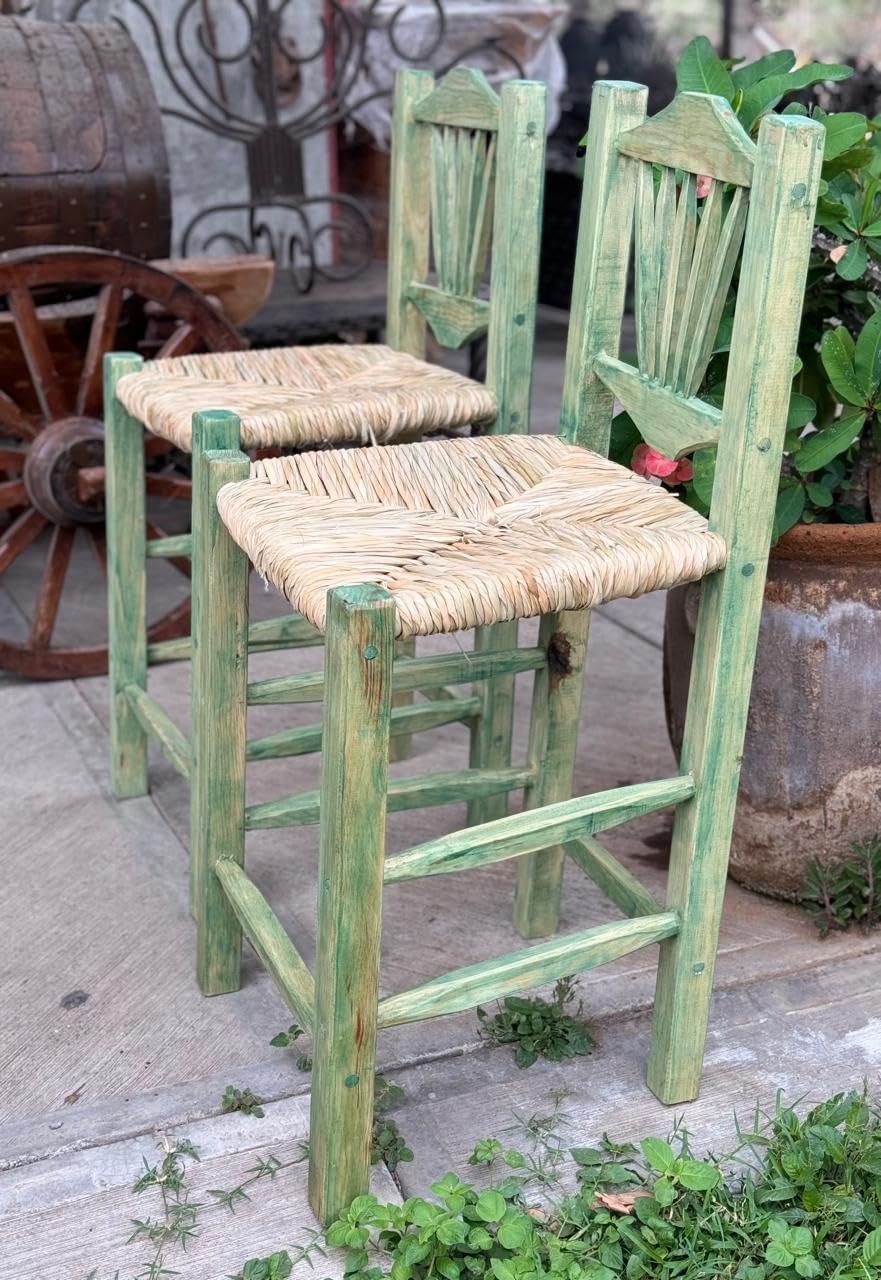 Sustainable Oak Wood Bar Stool, Green 