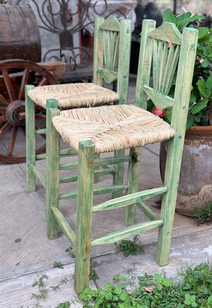 Sustainable Oak Wood Bar Stool, Green 