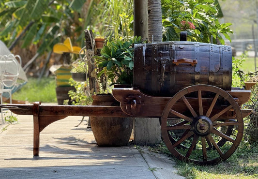 Hielera Carreta De Barril Antiguo En Diseño Original.