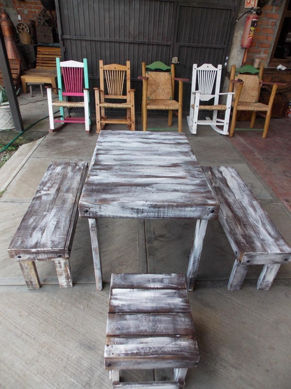 Comedor Artesanal Vintage De Madera Sustentable De Pallets