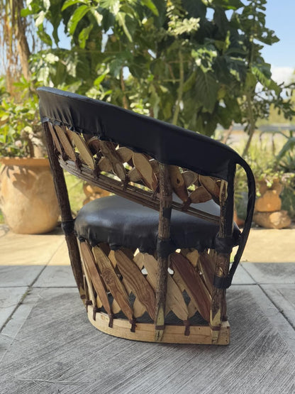 Silla Equipal Artesanal Muy Amplio Estilo Estacas Antiguo