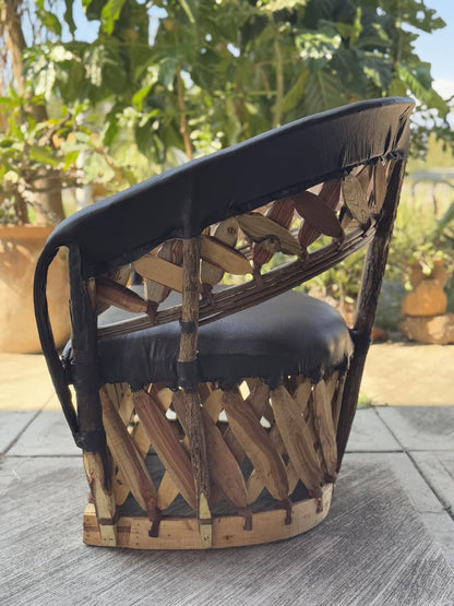 Silla Equipal Artesanal Muy Amplio Estilo Estacas Antiguo