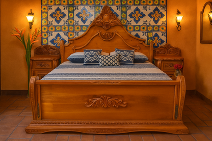 Recamara Labrada En Madera De Cedro Estilo Antiguo