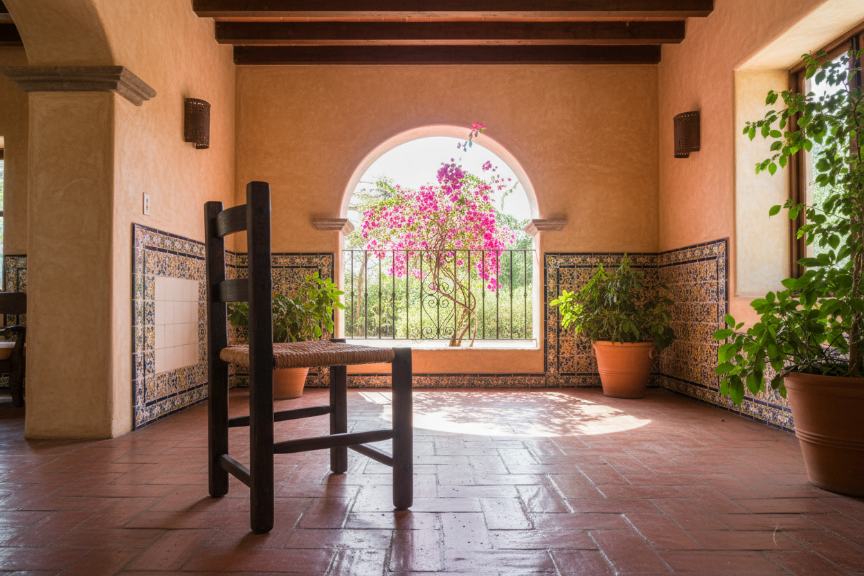 Silla Artesanal De Madera Sustentable Estilo Antiguo. Tule Natural Chocolate Tule Natural