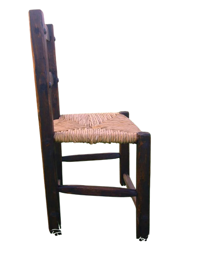 Silla Artesanal De Madera Sustentable Estilo Antiguo. Tule Natural Chocolate Tule Natural