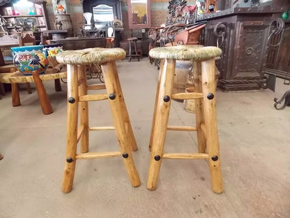 Bancos Artesanales Tejidos Con Tule. Estilo Antiguo. 2 Piezas