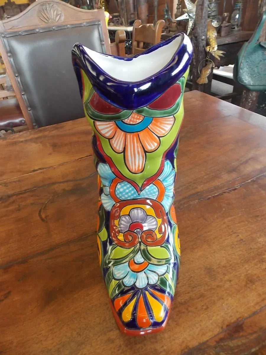 Fine Talavera Handcrafted Pot. Antique Style Boot