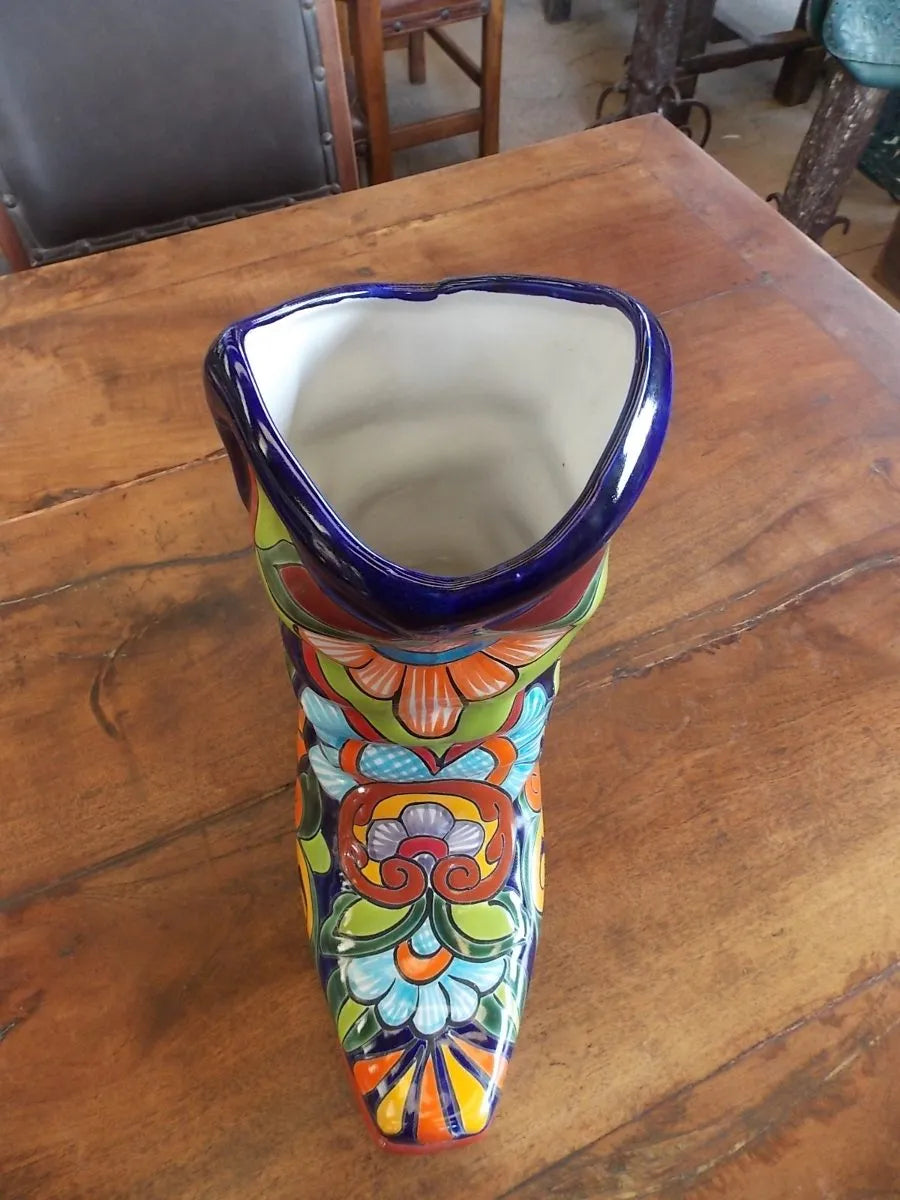 Fine Talavera Handcrafted Pot. Antique Style Boot