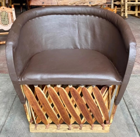 Very Wide Antique Style Handmade Equipal Armchair