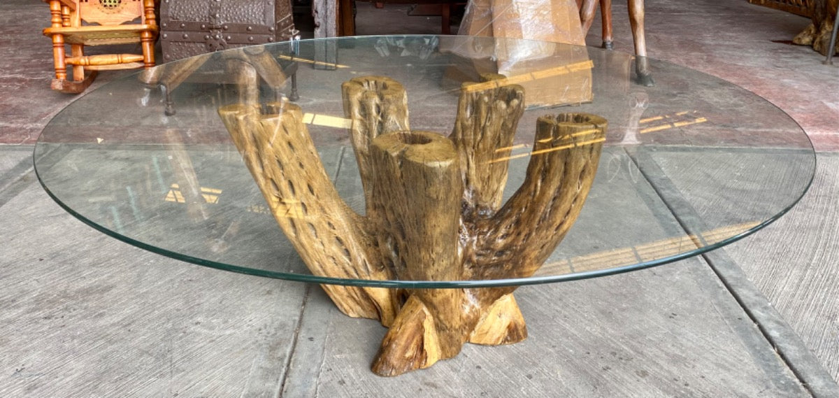 Base Para Mesa De Centro En Madera De Cactus Estilo Antiguo