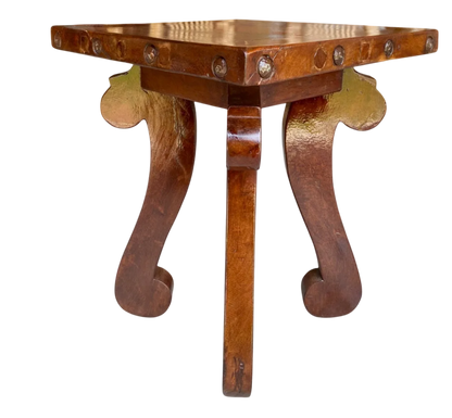 Antigua Y Original Mesa Lateral En Madera De Mezquite. Marrón Claro