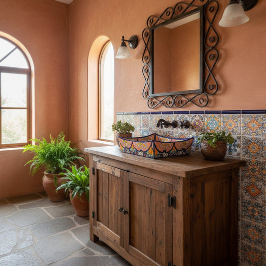 Rectangular Talavera Fine Antique Style Countertop Sink