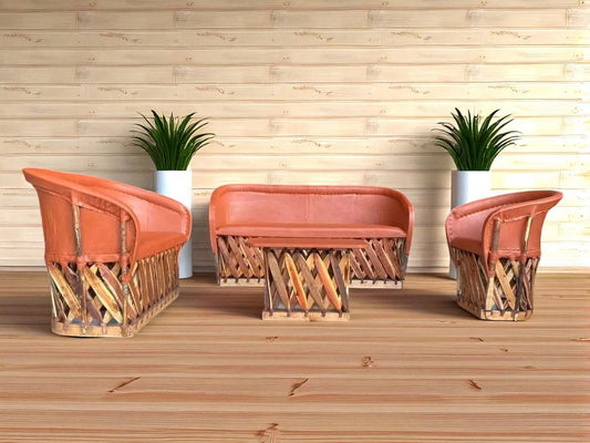 Large Equipal Handcrafted Room Made of Wood and Leather in Antique Style