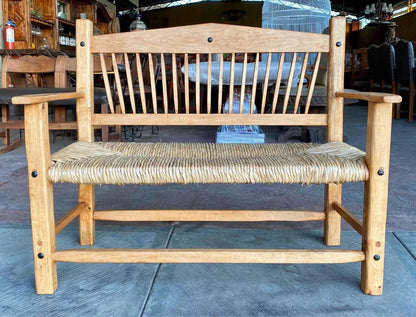 Banca Artesanal De Madera Para 2 Personas. Estilo Antiguo.