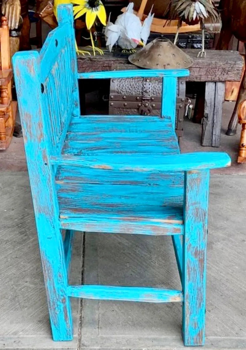 Banca En Madera Sustentable para 2 Personas Turquesa Vintage Turqueza Vintage