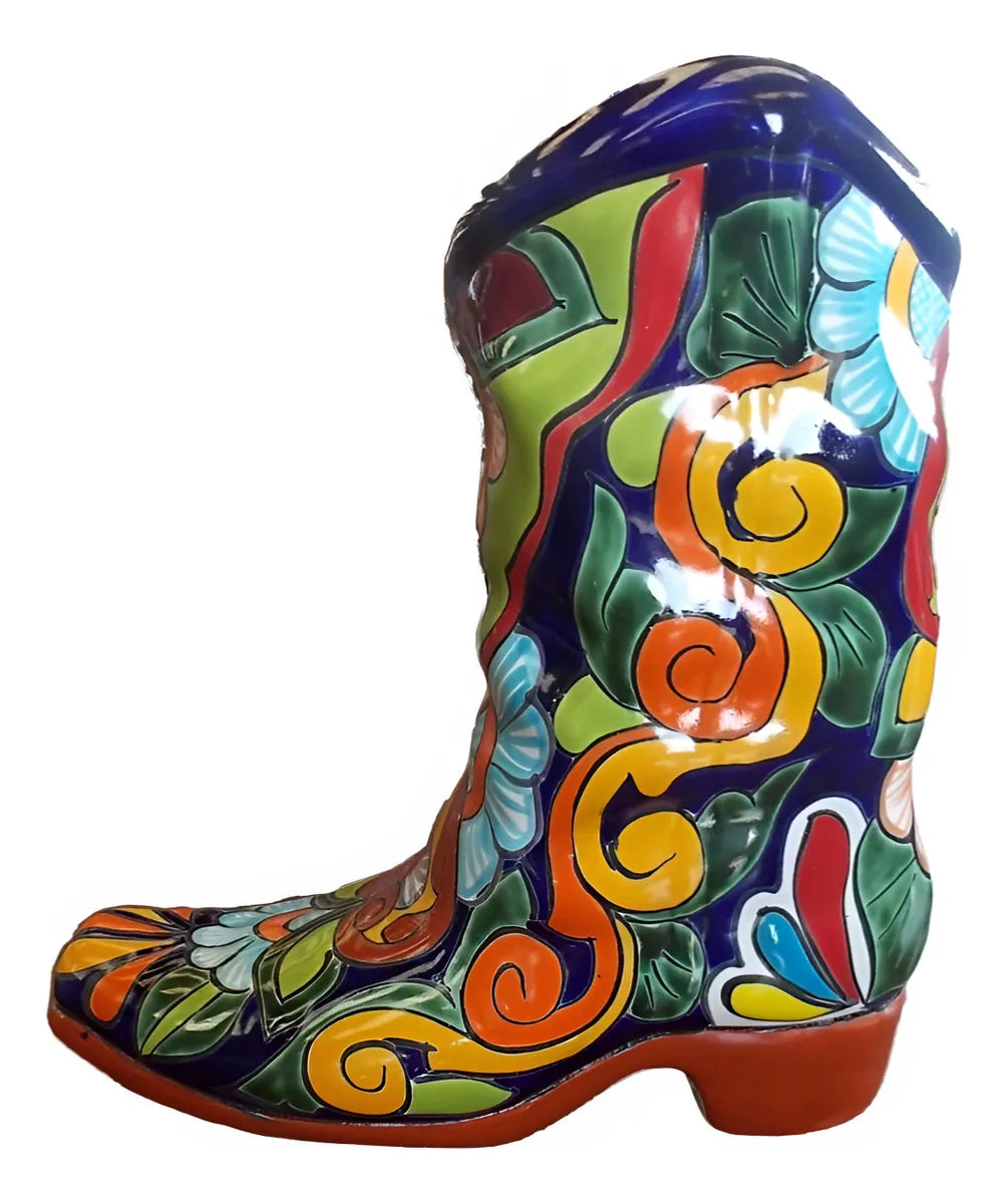 Fine Talavera Handcrafted Pot. Antique Style Boot