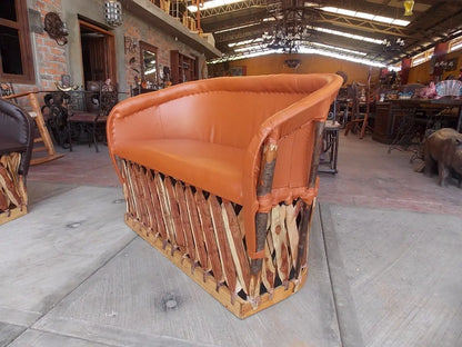 Artesanal Sillon Love Seat Equipal 2 Personas Estilo Antiguo