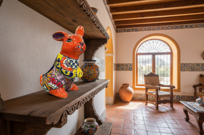 Exclusiva Maceta De Conejo En Fina Talavera. Estilo Antiguo Talaveriado Conejo