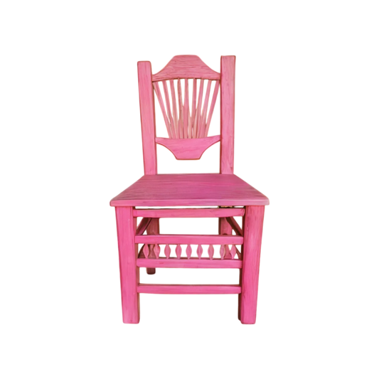 Silla Artesanal Rosa De Madera Sustentable Estilo Antiguo