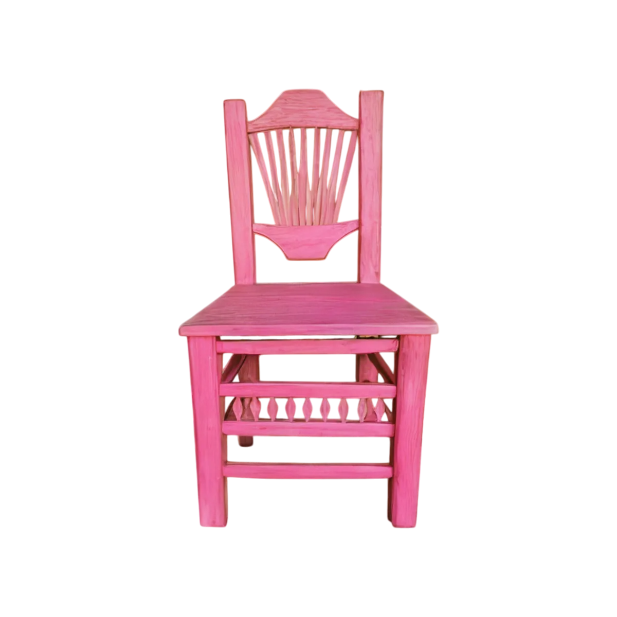 Silla Artesanal Rosa De Madera Sustentable Estilo Antiguo