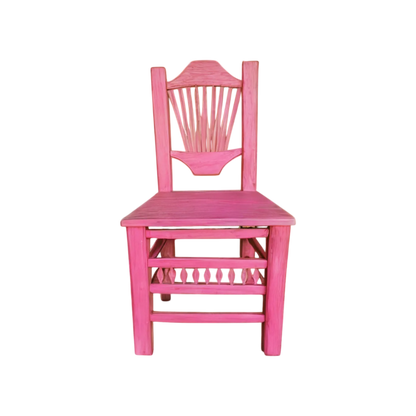 Silla Artesanal Rosa De Madera Sustentable Estilo Antiguo