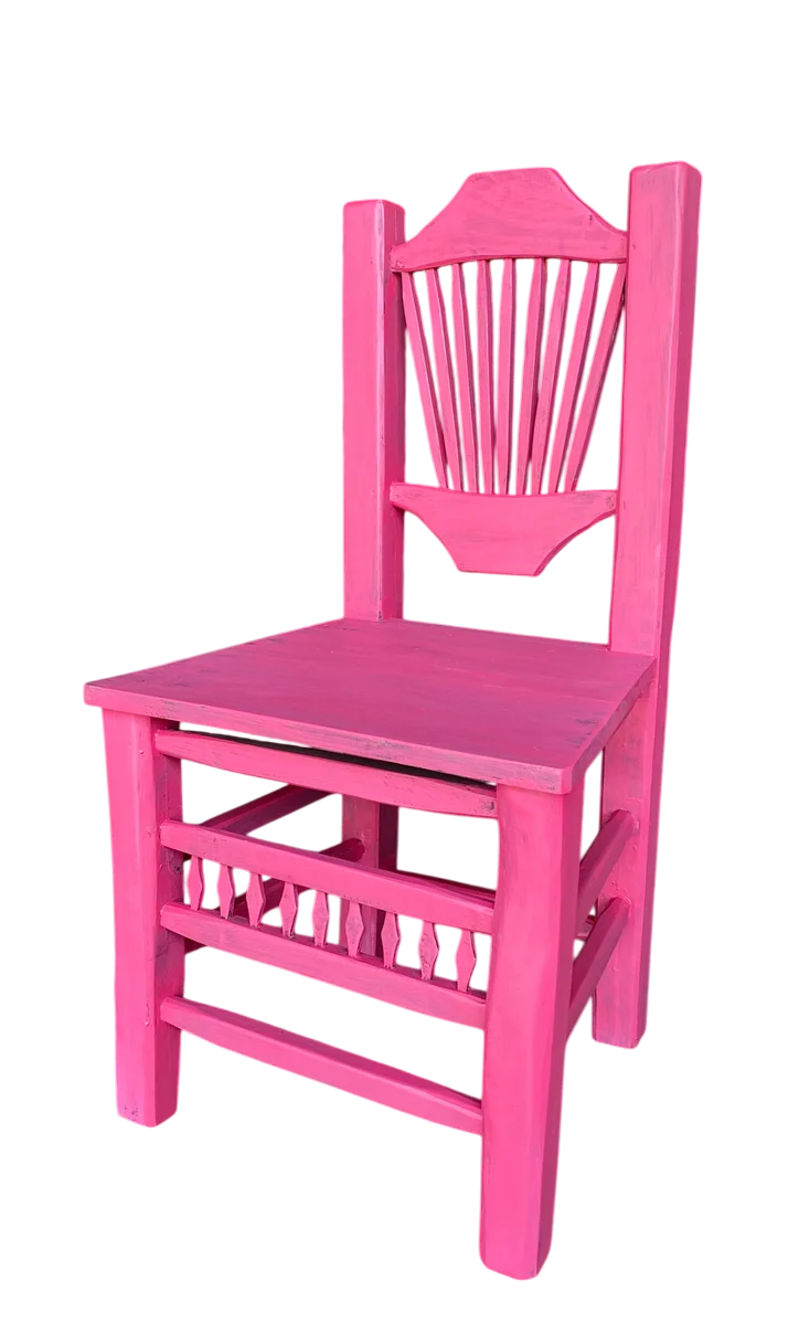 Silla Artesanal Rosa De Madera Sustentable Estilo Antiguo