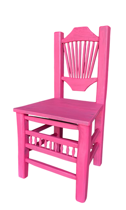 Silla Artesanal Rosa De Madera Sustentable Estilo Antiguo