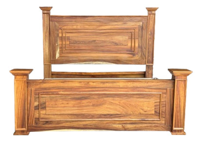 Cama Artesanal De Madera Parota Estilo Antiguo Hacienda King