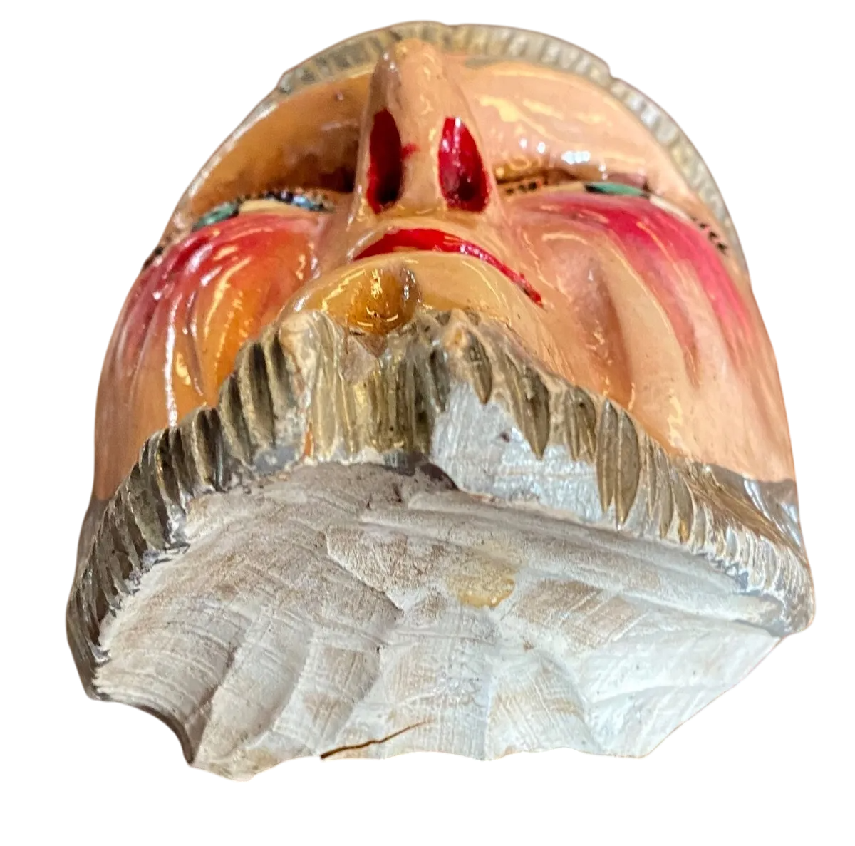 Antigua Mascara Tradicional De Madera Viejito Pintada A Mano