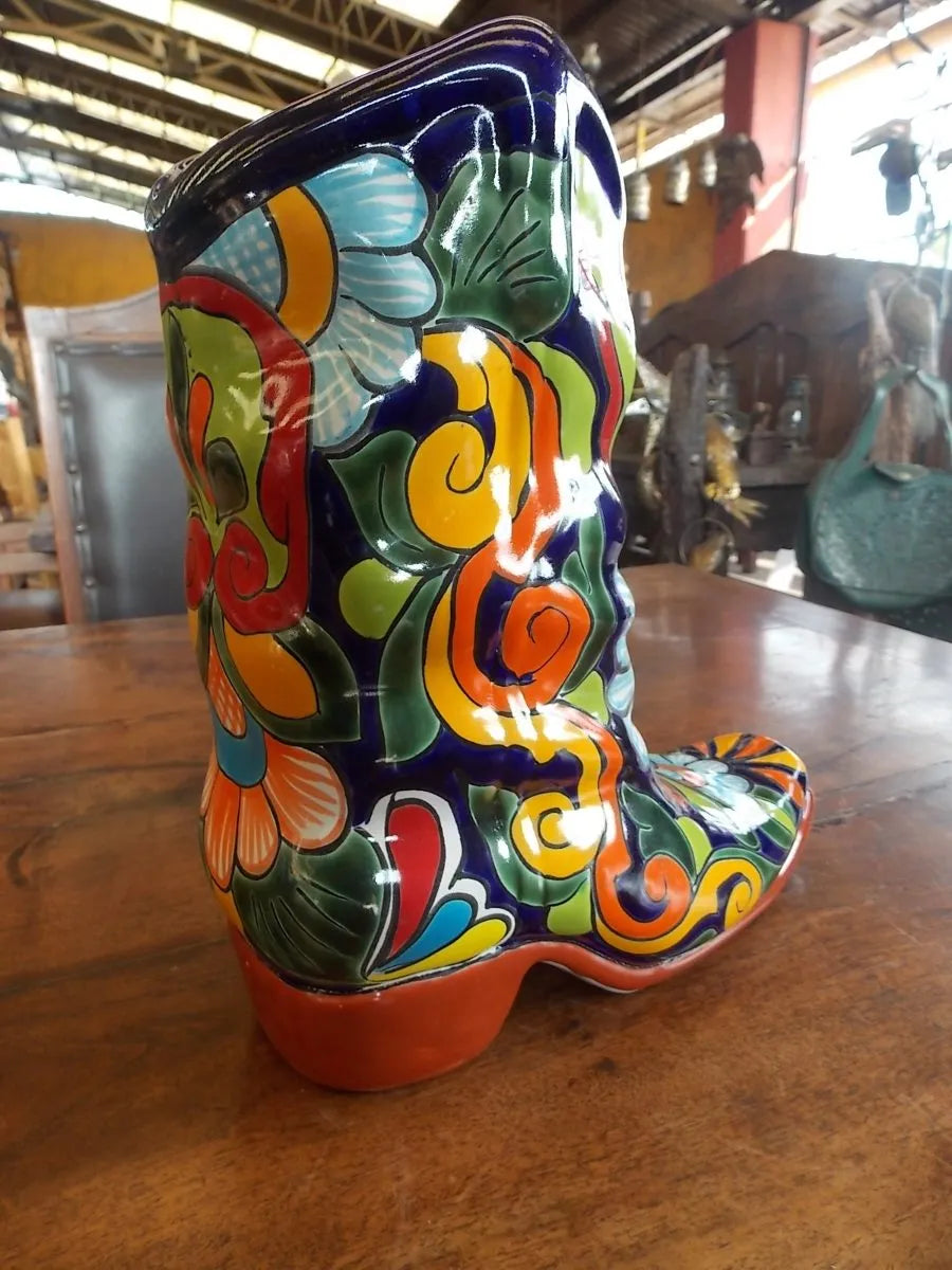 Fine Talavera Handcrafted Pot. Antique Style Boot