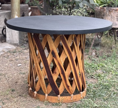 Mesa Artesanal Negra De Comedor Estilo Equipal Antiguo.
