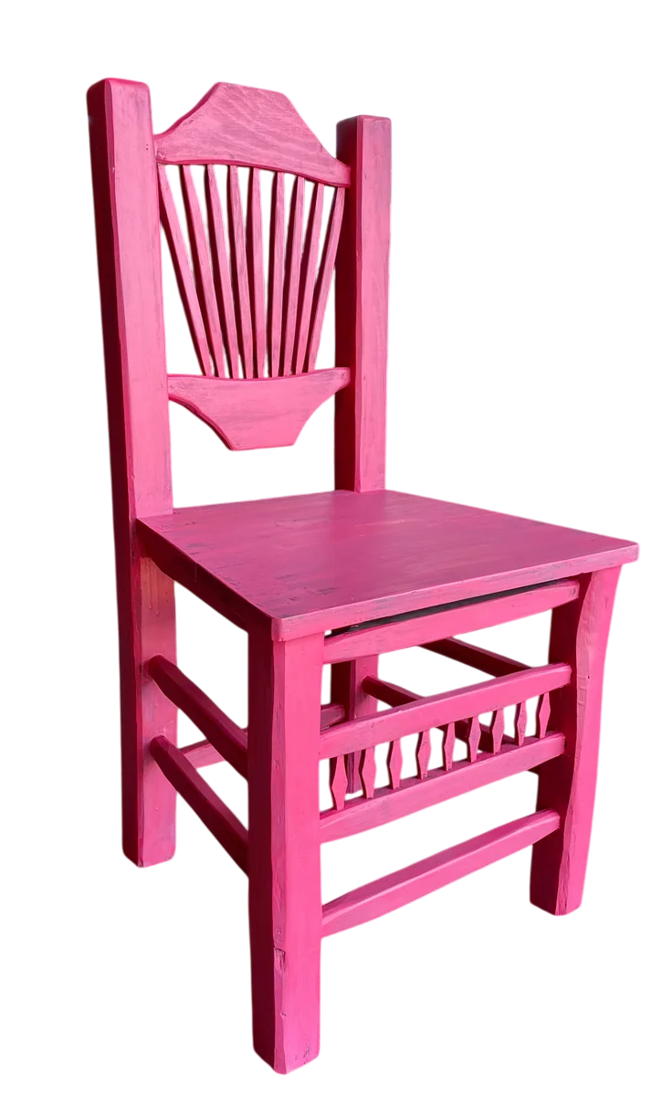 Silla Artesanal Rosa De Madera Sustentable Estilo Antiguo