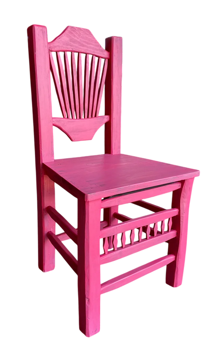 Silla Artesanal Rosa De Madera Sustentable Estilo Antiguo