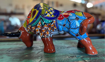Figura Escultura Toro De Lidia En Talavera Fina.