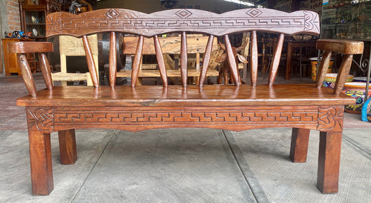 Original Banca Madera De Mezquite Labrada A Mano