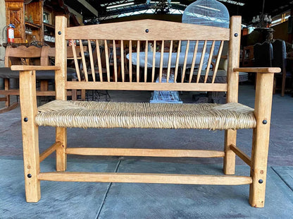 Banca Artesanal De Madera Para 2 Personas. Estilo Antiguo.