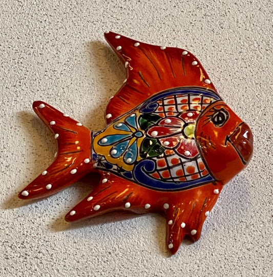 Juego 3 Piezas De Peces En Talavera Fina Estilo Antiguo