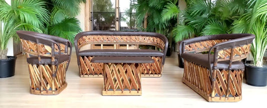 Equipal Wood and Leather Handcrafted Room in Antique Stakes Style