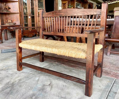 Banca Artesanal Sustentable Tejida 2 Personas Estilo Antiguo