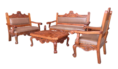 Sala De Madera De Mezquite Labrada Piel Conquista 100% Nueva Marrón