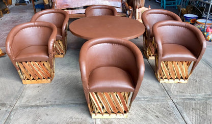 6-Chair Equipal Dining Room, Heavily Padded, Antique Style.